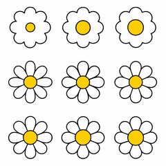 Minimalist Daisy Flower Vector Bundle.