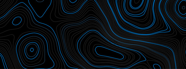 Abstract colorful blue topographic wavy curve line background. Topography map pattern, Geographic blue curved relief. Topographic lines background. Vector illustration.