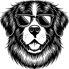 Saint Bernard Dog Face Vector Black Silhouette Cricut Design for T-Shirt