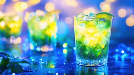 Refreshing Lime Drink in a Bright and Colorful Setting