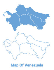 Turkmenistan Blue map flat regions border outline vector illustration