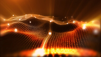 An abstract background of virtual waves that create a unique creative atmosphere, like music transformed into the energy of matter.

