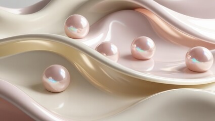 Elegant pearls on curved surface studio setting high-quality visual soft lighting