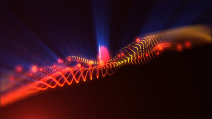 Magical waves of bright energy.High tech rainbow light ray particles and bokeh energy
