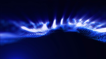 An abstract background of virtual waves that create a unique creative atmosphere, like music transformed into the energy of matter.
