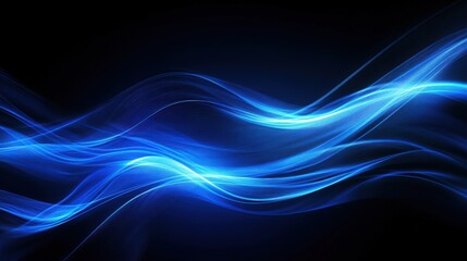 Fototapeta premium Abstract Blue Flowing Waves Against a Dark Background