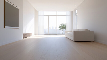 Scandinavian Living Room with White Sofa and Natural Light