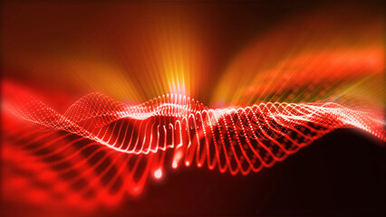 A futuristic background of virtual sparkling waves, smoothly flowing into each other, creates an atmosphere of space and infinity. Opens up new horizons for creative imagination.
