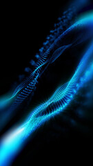 A futuristic background of virtual sparkling waves, smoothly flowing into each other, creates an atmosphere of space and infinity. Opens up new horizons for creative imagination.
