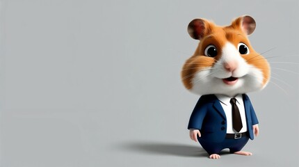 happy cartoon style hamster in a business outfit for lighthearted designs