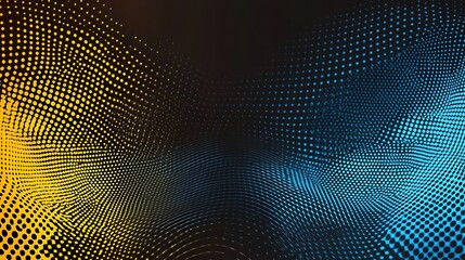 Obraz premium Abstract Yellow And Blue Dotted Wave Pattern Design