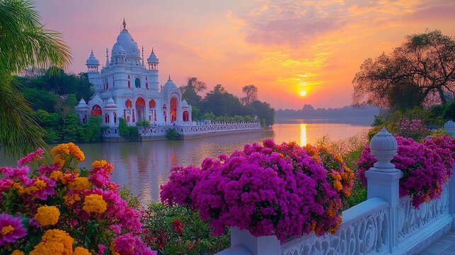 Serene Sunset View over Dakshineswar Temple