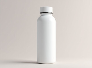 Mockup of a white water bottle with a background. Mockup of a new empty white thermos. new image