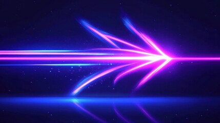 Obraz premium Abstract Neon Arrow with Colorful Light Effects on Dark Background, Ideal for Futuristic Designs and Digital Art Concepts