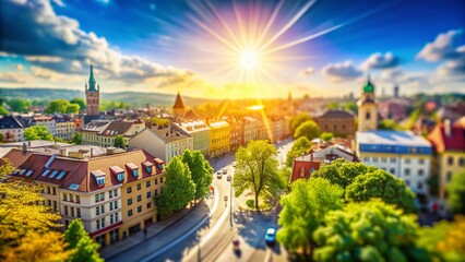 Obraz premium Miniature Bright Sunny Day Cityscape - Tilt-Shift Photography