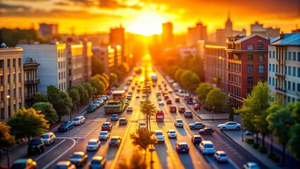Obraz premium Miniature Cityscape - Happy Friday - Tilt-Shift Photography