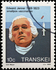 Discoverer of smallpox vaccination Edward Jenner on postage stamp