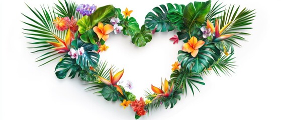 Naklejka premium Romantic heart frame with flowers for valentine's day wallpaper