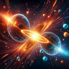 Obraz premium Two particles smashing together 