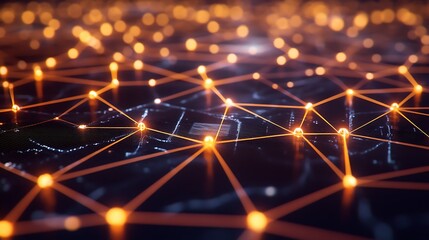 Fototapeta premium Abstract network connection glowing nodes.
