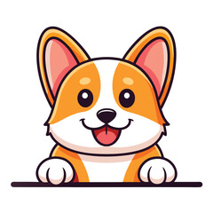 Cute Cartoon Pembroke Welsh Corgi Peeking Over Edge