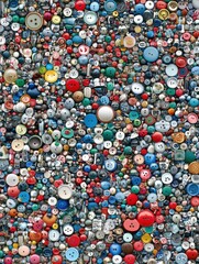 Colorful Collection of Vintage and Modern Buttons in a Dense Arrangement