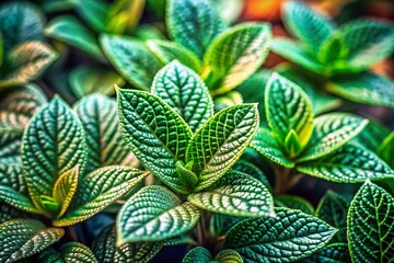 Obraz premium Miniature Lady Finger Leaves, Tilt-Shift Macro Photography, Vibrant Green, Close-up, Nature
