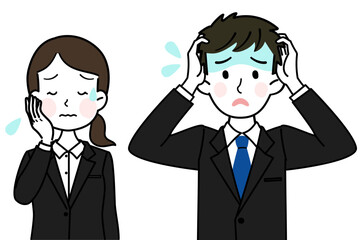 イラスト素材: ショックを受ける社会人　シンプルでかわいいイラスト素材