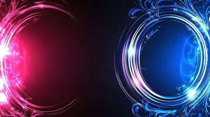 Abstract Glowing Circular Designs in Pink and Blue