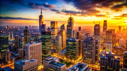 Fototapeta premium Miniature Modern Office Zoom Background: Tilt-Shift Cityscape