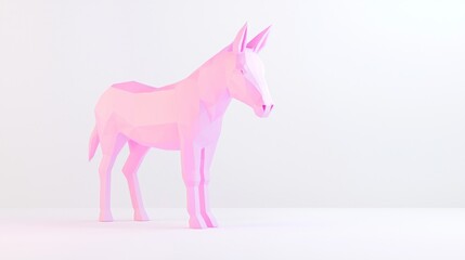 Obraz premium Whimsical Low-Poly Donkey in Pastel Shades on White Ground - Ultra-Detailed 3D Illustration