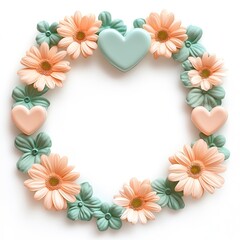 Obraz premium Sweet heart frame with flowers for valentine's day love