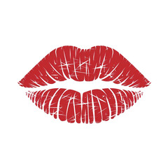 Stylized Red Lips Kiss Mark Illustration isolated on transparent background, png