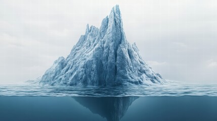 Majestic Underwater Ice Peak Arctic Ocean Nature Scene Ethereal Environment Aerial View Serenity and Isolation