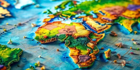 Miniature World Map Focusing on Africa, Tilt-Shift Photography