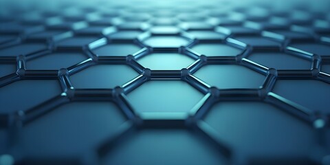 Obraz premium A close-up view of a hexagonal graphene structure, showcasing its unique molecular arrangement. Concept Graphene Structure, Hexagonal Arrangement, Molecular Close-up, Material Science
