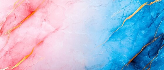 Fototapeta premium Abstract Pink Blue Marble Texture with Gold Veins Elegant Background Design