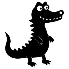 Adorable cartoon crocodile silhouette vector art illustration