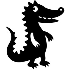 Adorable cartoon crocodile silhouette vector art illustration
