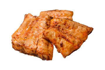 Grilled fish fillet with salt, spices and herbs