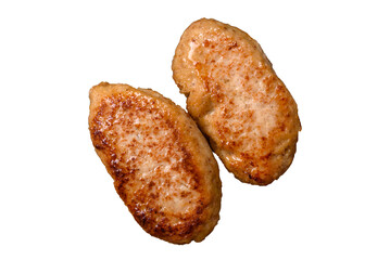 Delicious fresh fried minced fish cutlets with spices and herbs