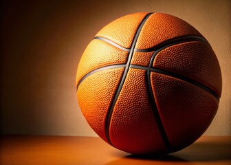 Obraz premium Minimalist Basketball Close-up: Orange Sphere on Clean Background