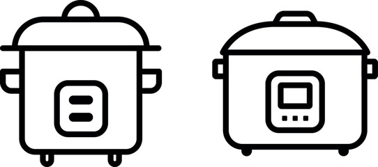 "Multi Cooker Vector Icon Set - Kitchen Appliance and Cooking Device Illustrations"