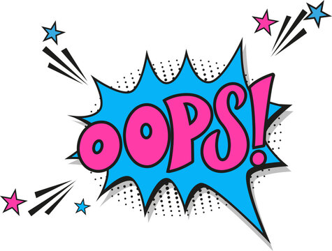 Comic lettering oops. Vector bright cartoon illustration in retro pop art style. Comic text sound effects. EPS 10.	
