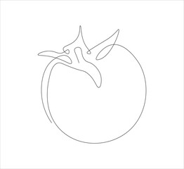 One continuous line drawing of cherry tomato . single line drawing of cherry toatoes.  cherry tomato illustration