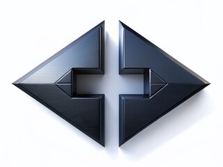 Obraz premium Minimalist Black Triangle Arrows: Left & Right Directional Pointers on White Background