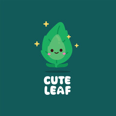 Cute leaf character logo illustration. Minimalist plant design, suitable for posters and web.