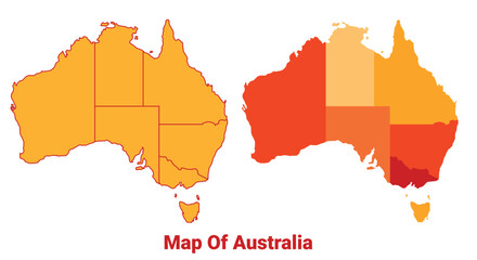 Australia Map Yellow regions orange political map vector