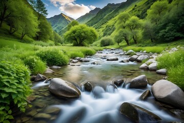 A river with a green forest in the background