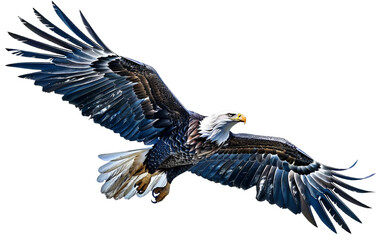 Obraz premium Majestic Bald Eagle on white background PNG.